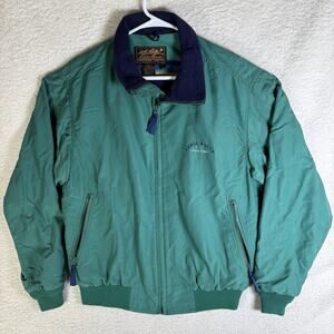 Vintage Eddie Bauer Bomber Jacket Mens Small Green Fleece Lined USA made 80s
